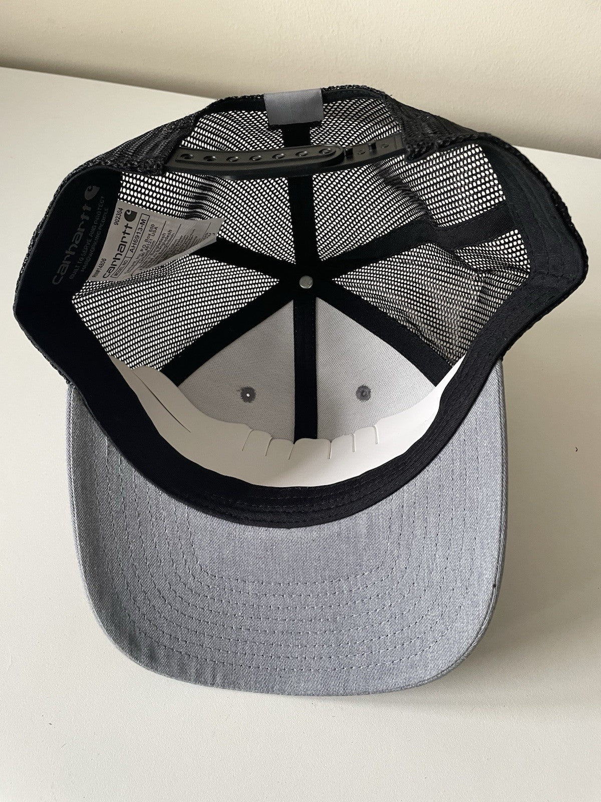 Carhartt Grey/Black Force Cap Canvas Mesh Back Graphic Dog Logo Workwear Cap4