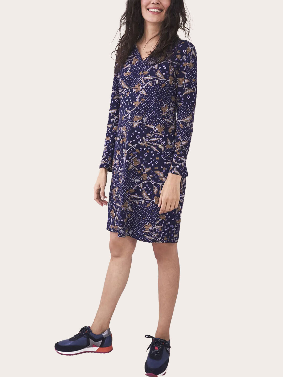 EX White Stuff Navy V Neck Bea Fairtrade Dress 10, 12, 14, 16, 18, 20, 22 RRP£59