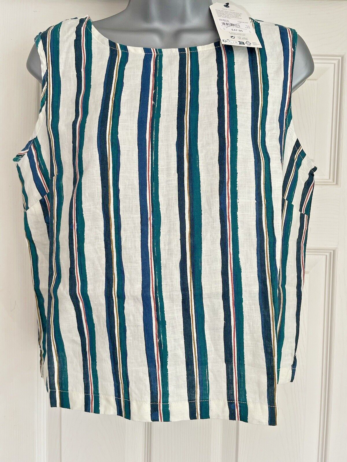 EX Seasalt River Stripe Chalk Linen Colour Study Top 8 10 12 14 16 18 RRP £48
