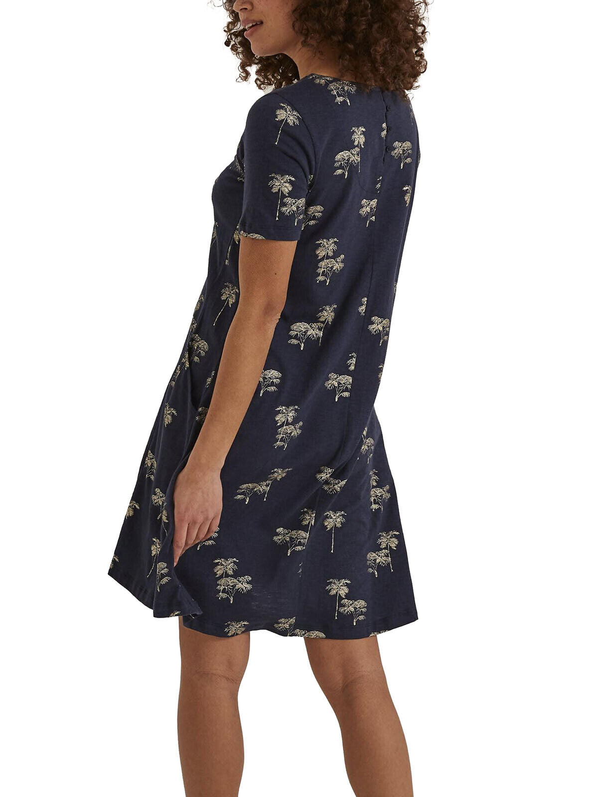 EX Fat Face Navy Simone Palm Jersey Dress Sizes 8 10 12 14 16 18 20 22 RRP £46