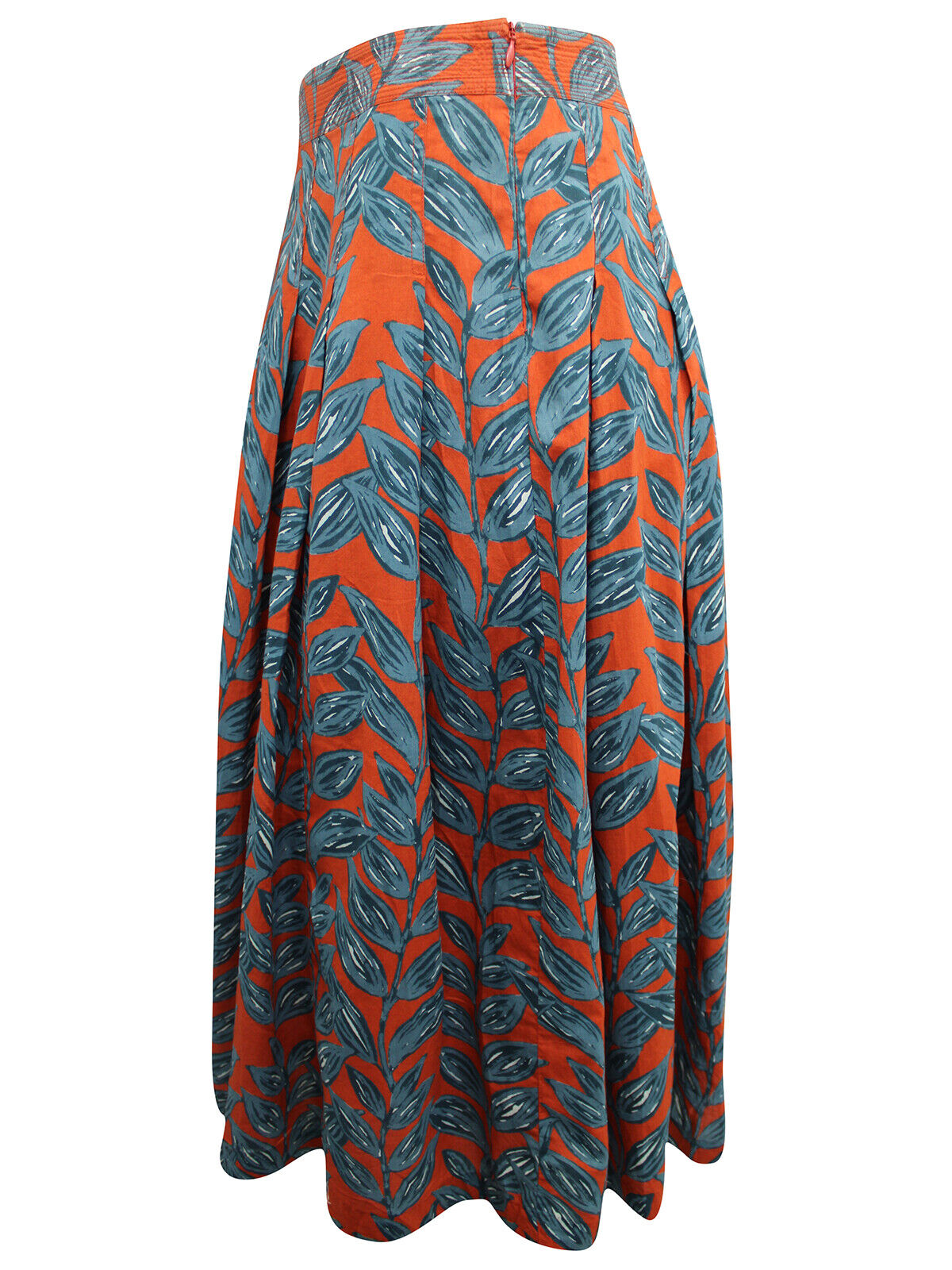 EX Seasalt Orange/Red Leaves Cotton Sea Mist Skirt 12 14 16 18 20 22 24 26/28