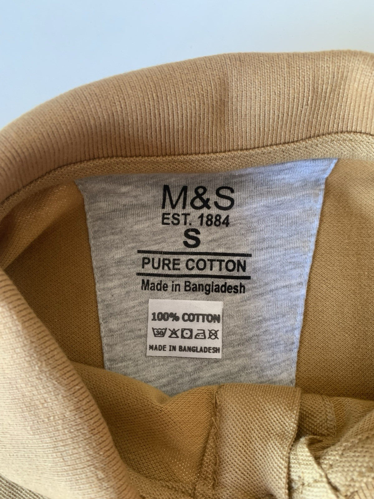 EX M*S Mustard Short Sleeve Cotton Polo Top in Size Small Slight SECONDS2