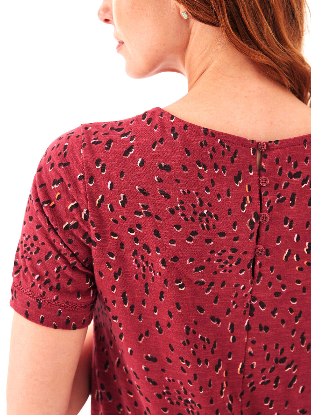 EX Fat Face Berry Simone Shadow Dot Jersey Dress Sizes 8 10 12 14 16 22 RRP £46