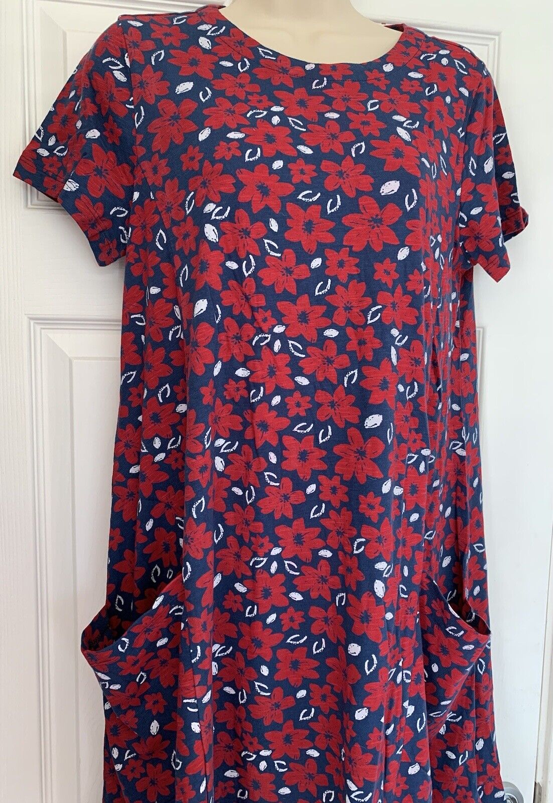 EX Seasalt Navy Sea Spurrey Rudder Short Sleeve Clear Light Dress 10 Tall