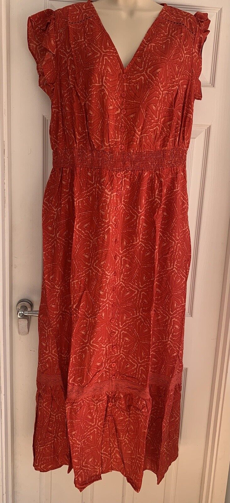 EX Joe Brown Red Printed Lace Maxi Dress 12 14 16 18 20 22 24 26 28 30 32 RRP£65
