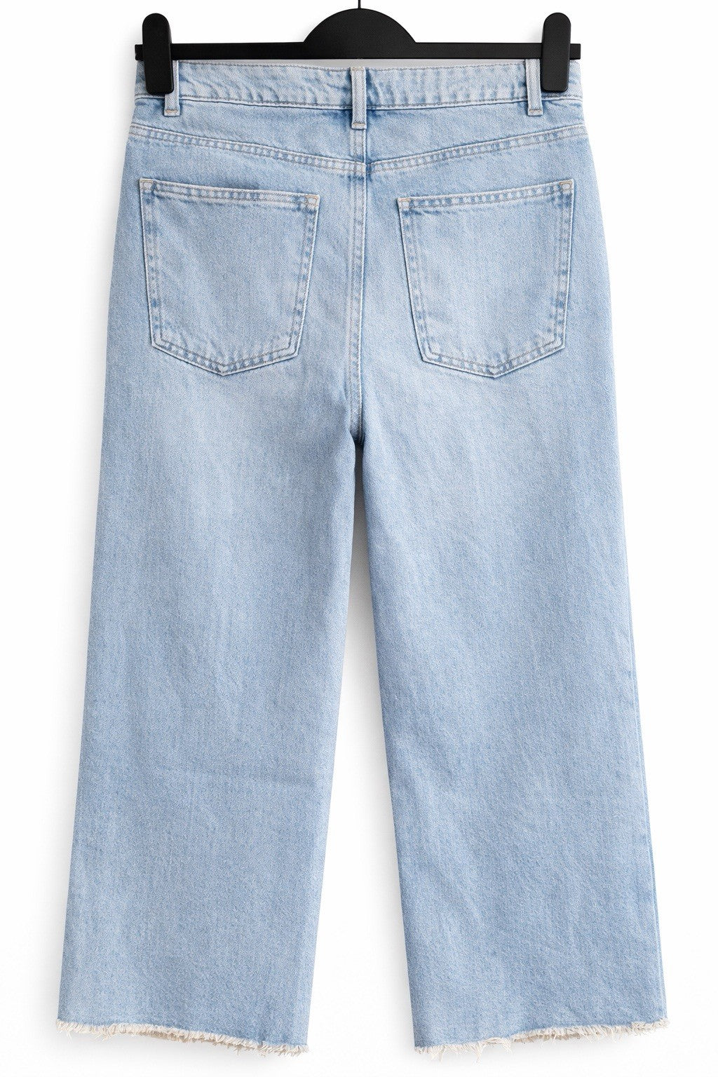 M*S Blue Cropped Jean Wide Leg High Waist Raw Hem Size 10 Short1