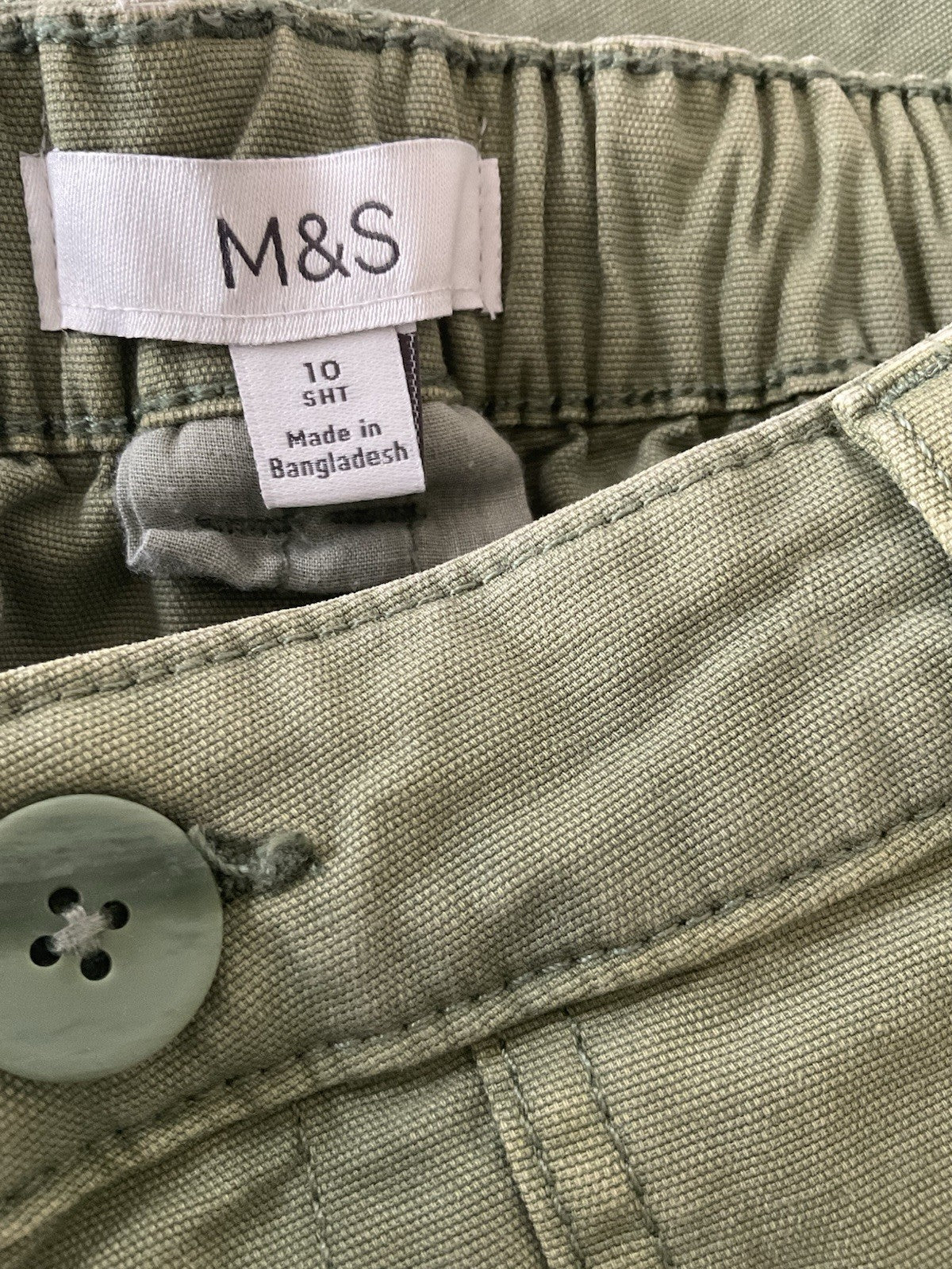 EX M*S Light Khaki Cotton Rich Carpenter Straight Leg Trousers Size 10S2
