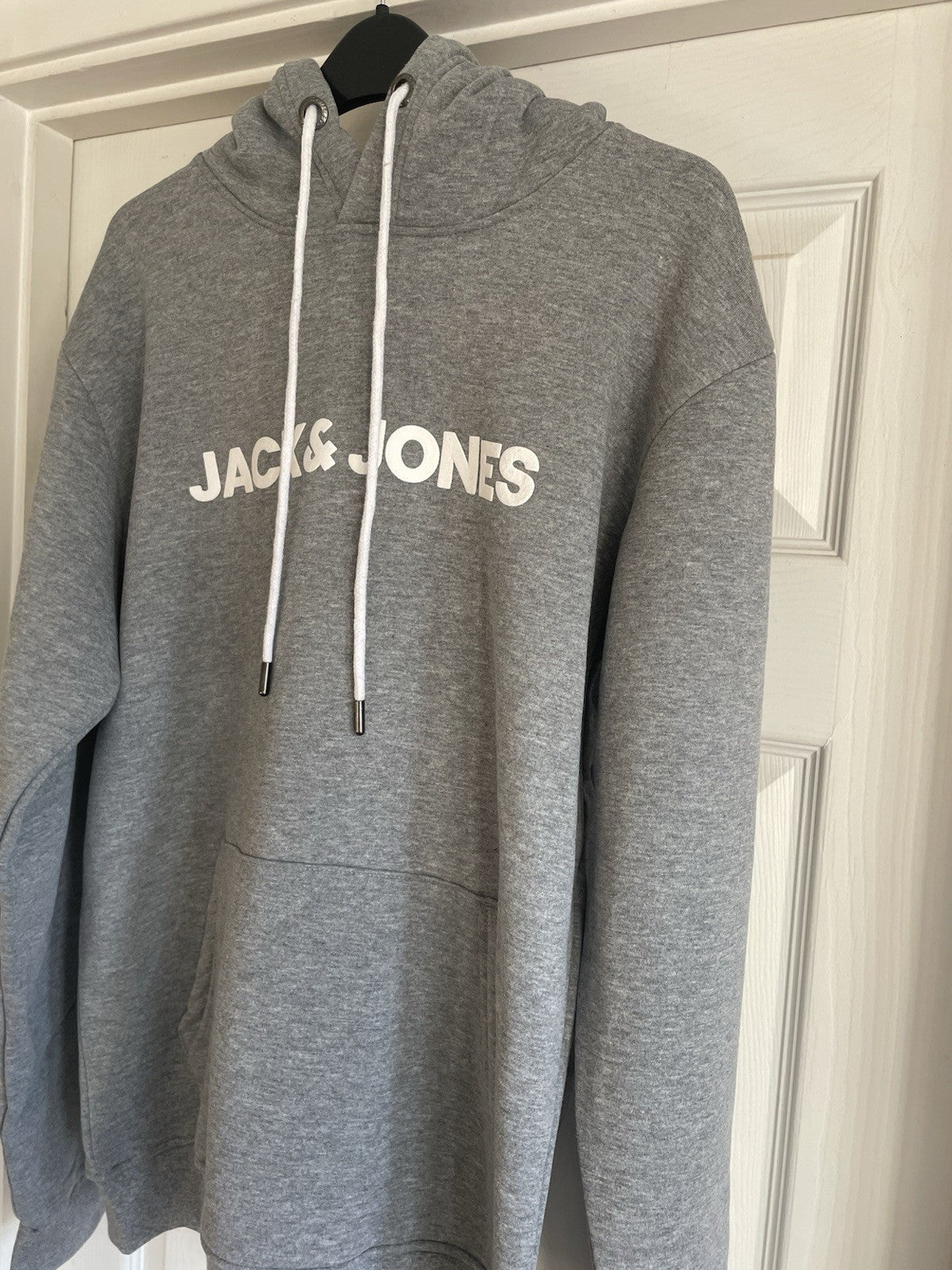 Jack & Jones Mens Grey Hooded Sweatshirt Hoodie Pullover Top Size M2