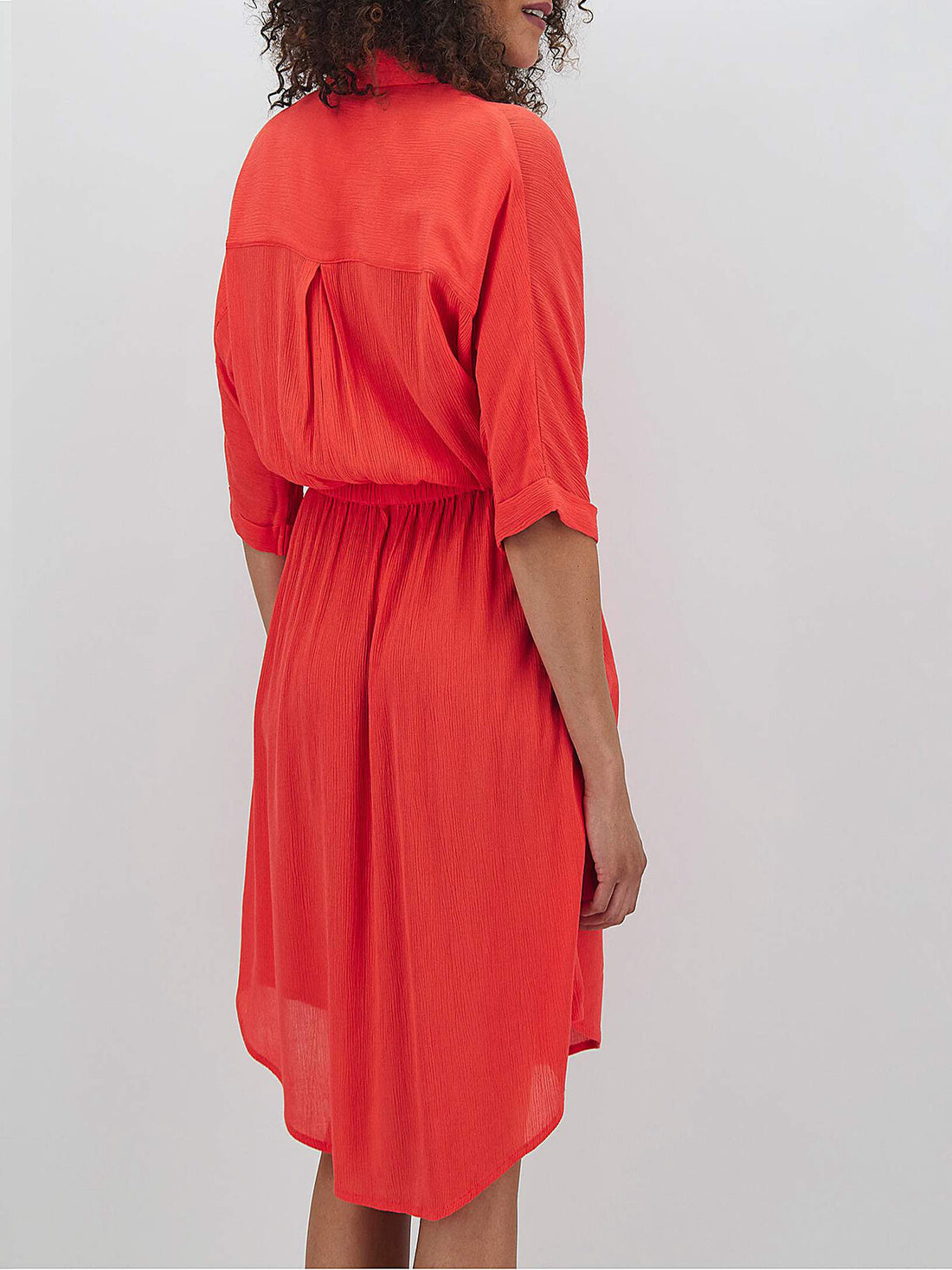 JD Williams Coral Crinkle Tie Waist Shirt Dress in Size 261