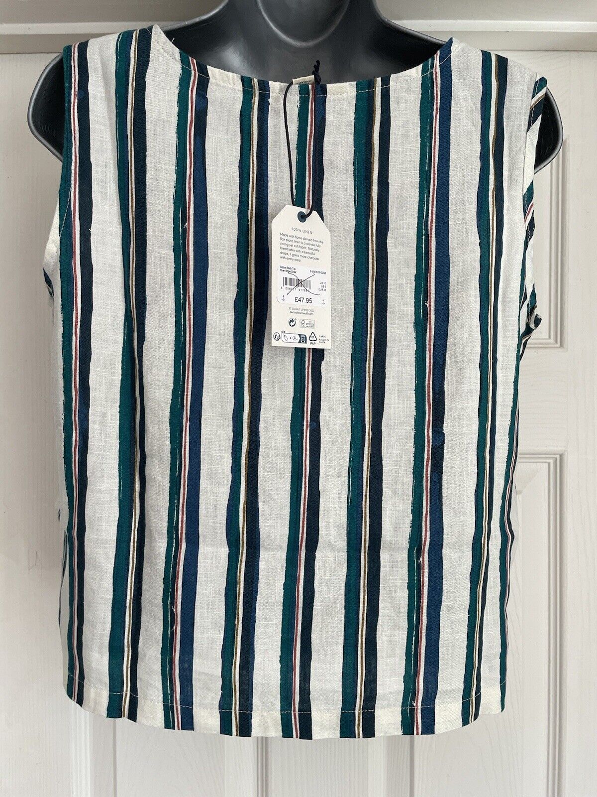 EX Seasalt River Stripe Chalk Linen Colour Study Top 8 10 12 14 16 18 RRP £48