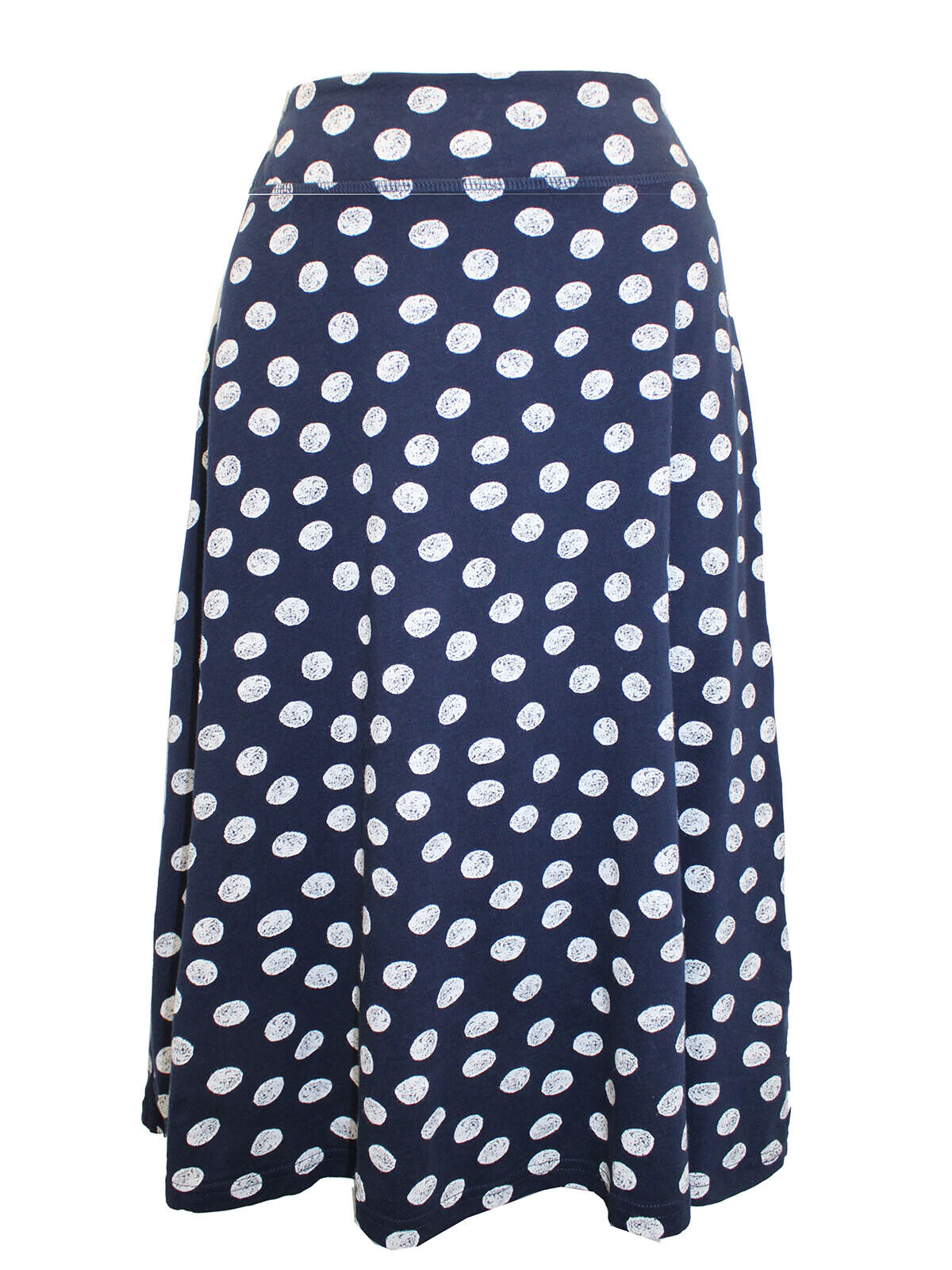 EX Seasalt Navy Jessica Grace A-line Polka-dot Jersey Skirt 10 12 16 20 24 26/28