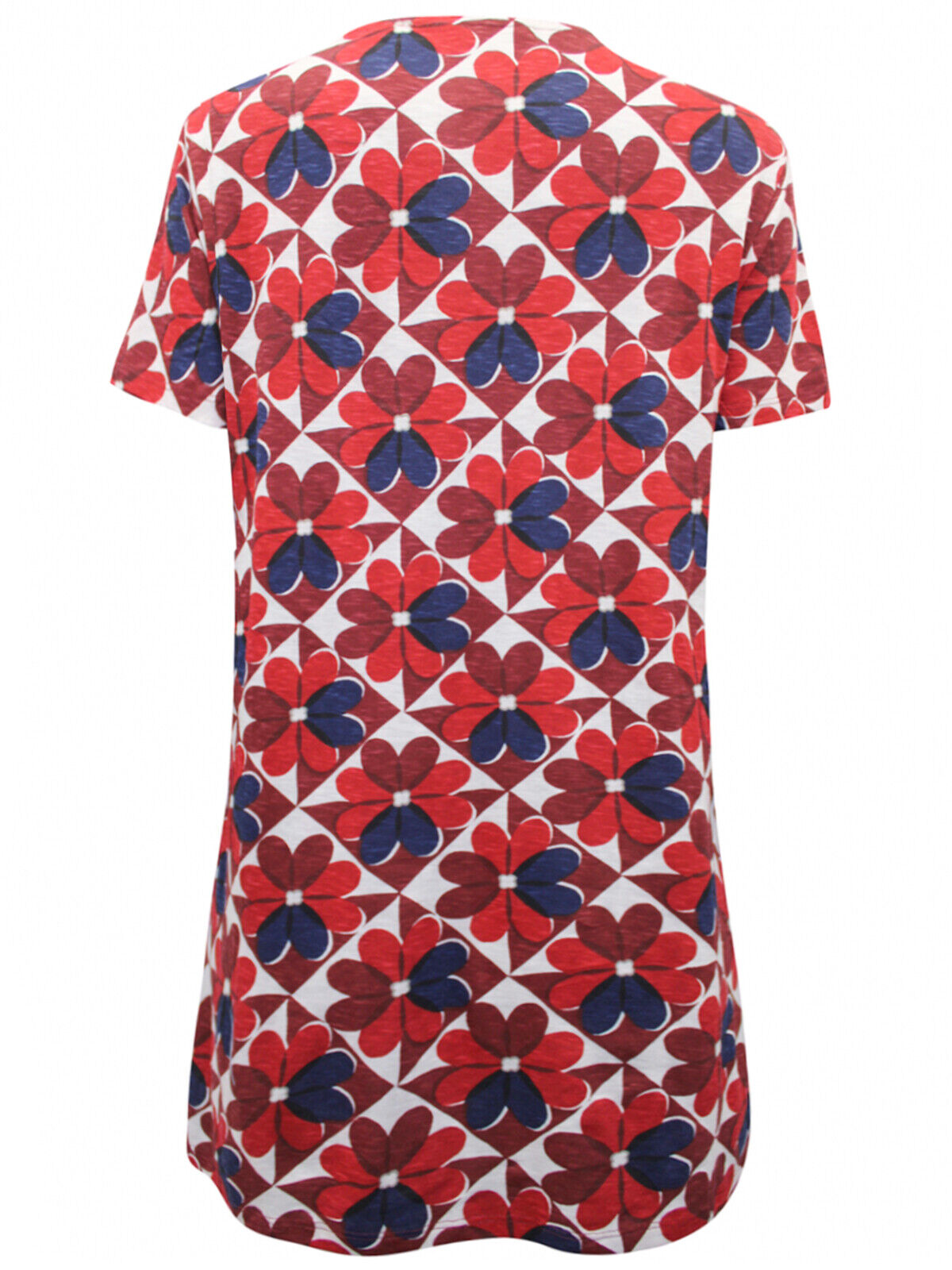 EX Seasalt Red Floral Tile Notch Neck Artists Palette Tunic Sizes 10, 12, 14, 18