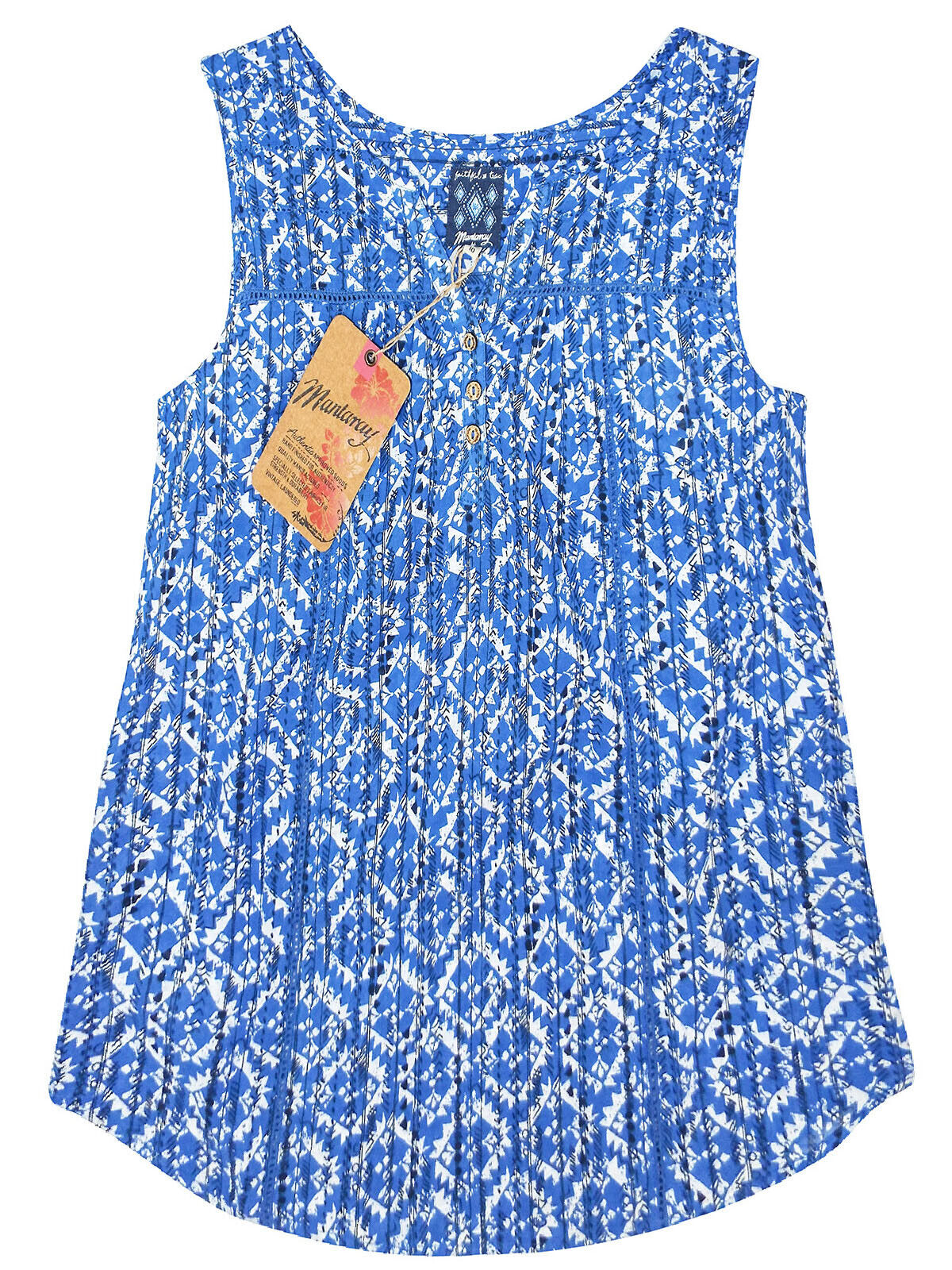 EX Mantaray Debenhams Blue Tile Print Cotton Top in Sizes 8, 12, 14 RRP £25
