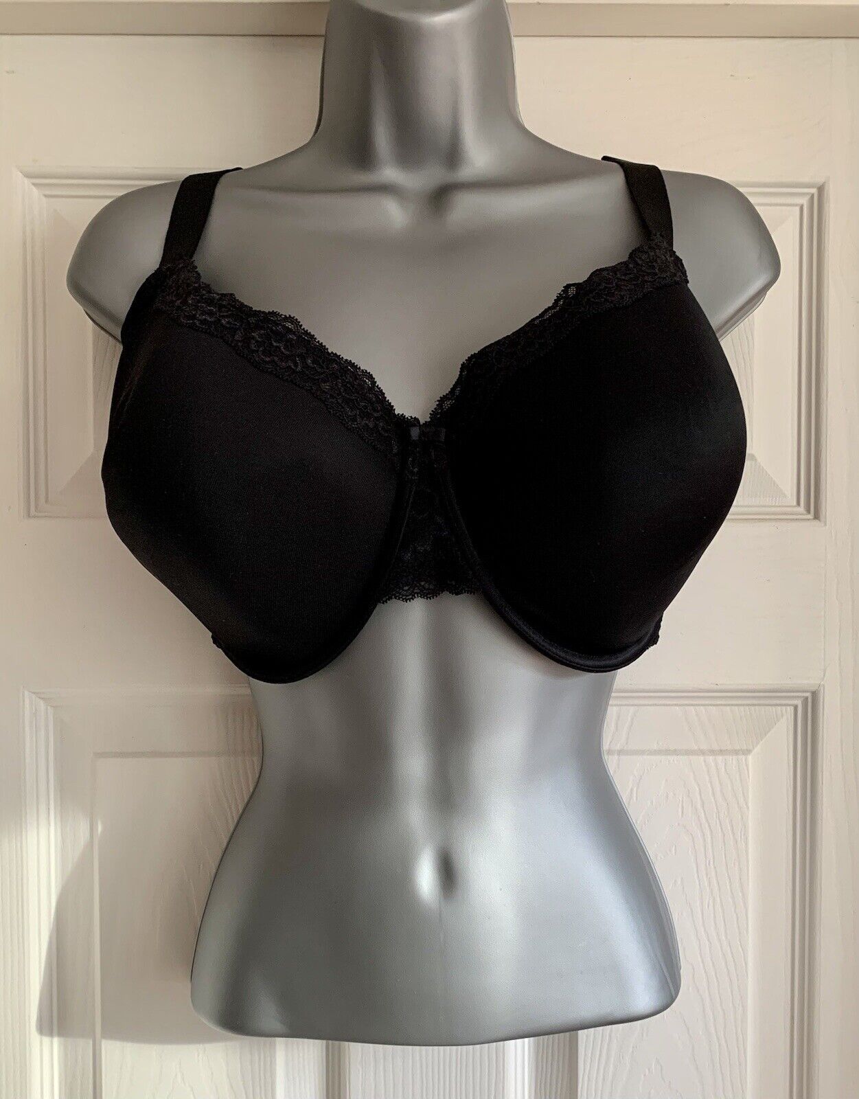 ex M&S UnderWired PLUNGE Bra With Lace Trims In BLUE Size 42C