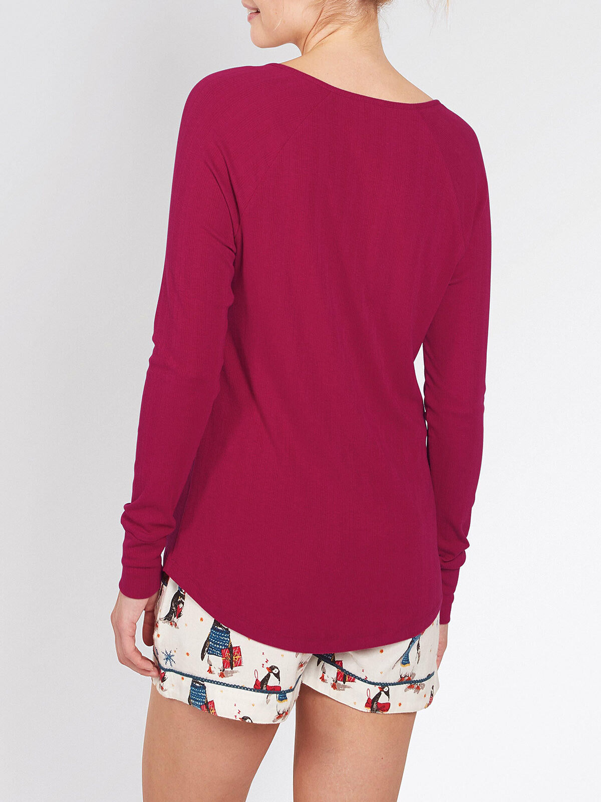 EX Fat Face Rose Red Skye Rib Henley T-Shirt in Sizes 8 or 12 RRP £26