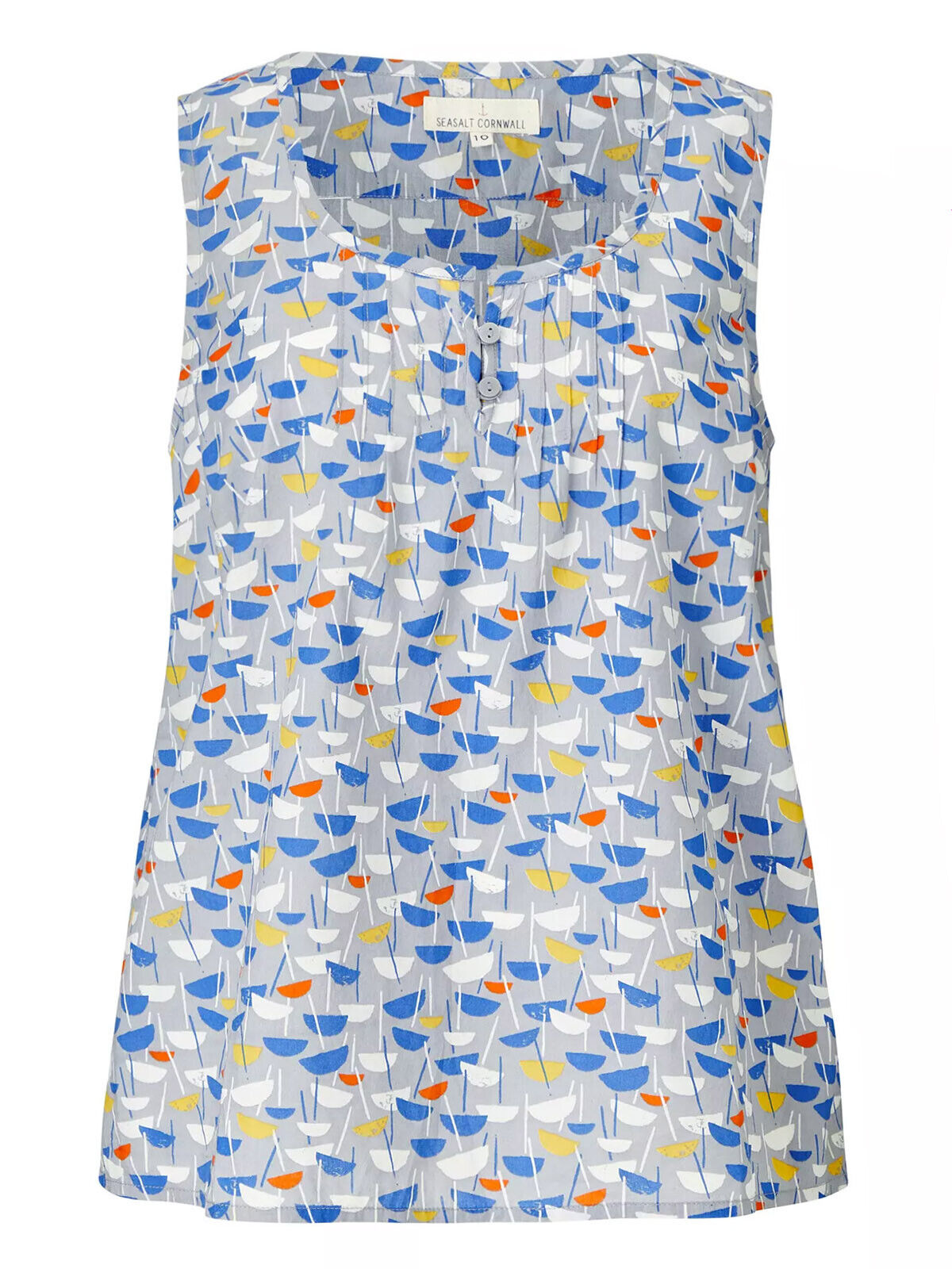 EX SEASALT Blue Hull Geo Cobble Carninney Top in Sizes 12, 14, 18 RRP £32.50