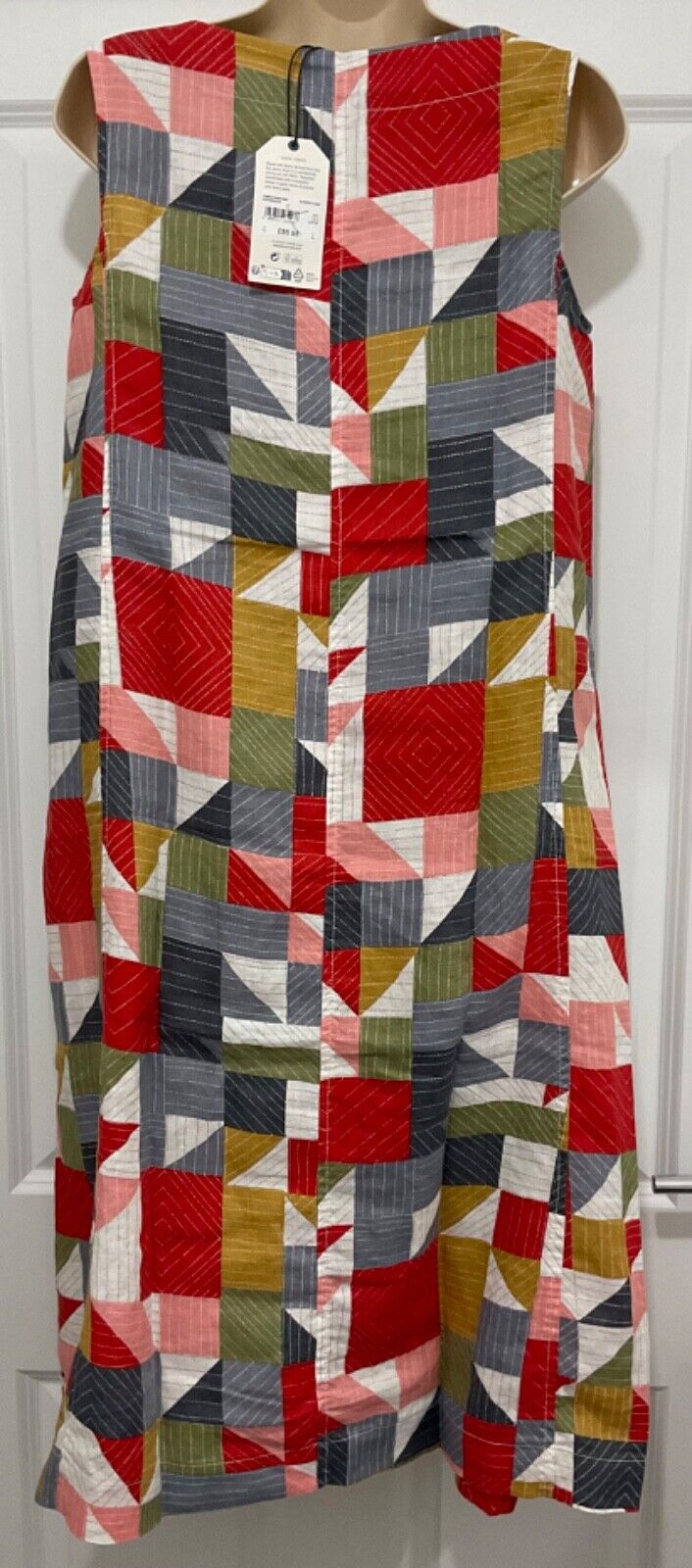 EX Seasalt Cresting Waves Sleeveless Linen Dress Quilt Abstract RRP £86 8-24