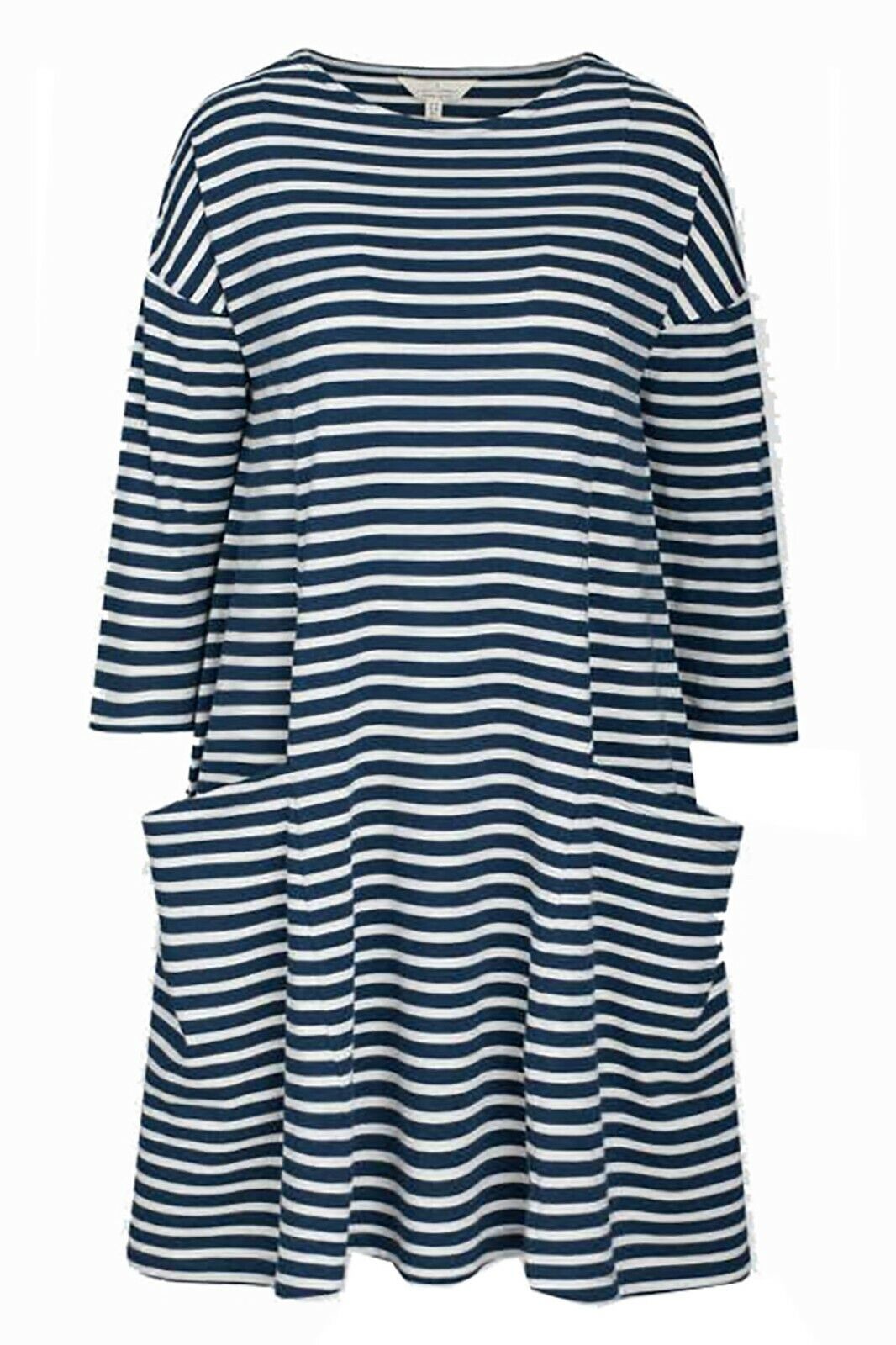 EX SEASALT Navy 3/4 Sleeve Organic Cotton Mill Pool Dress Sizes 8 or 10 RRP £50