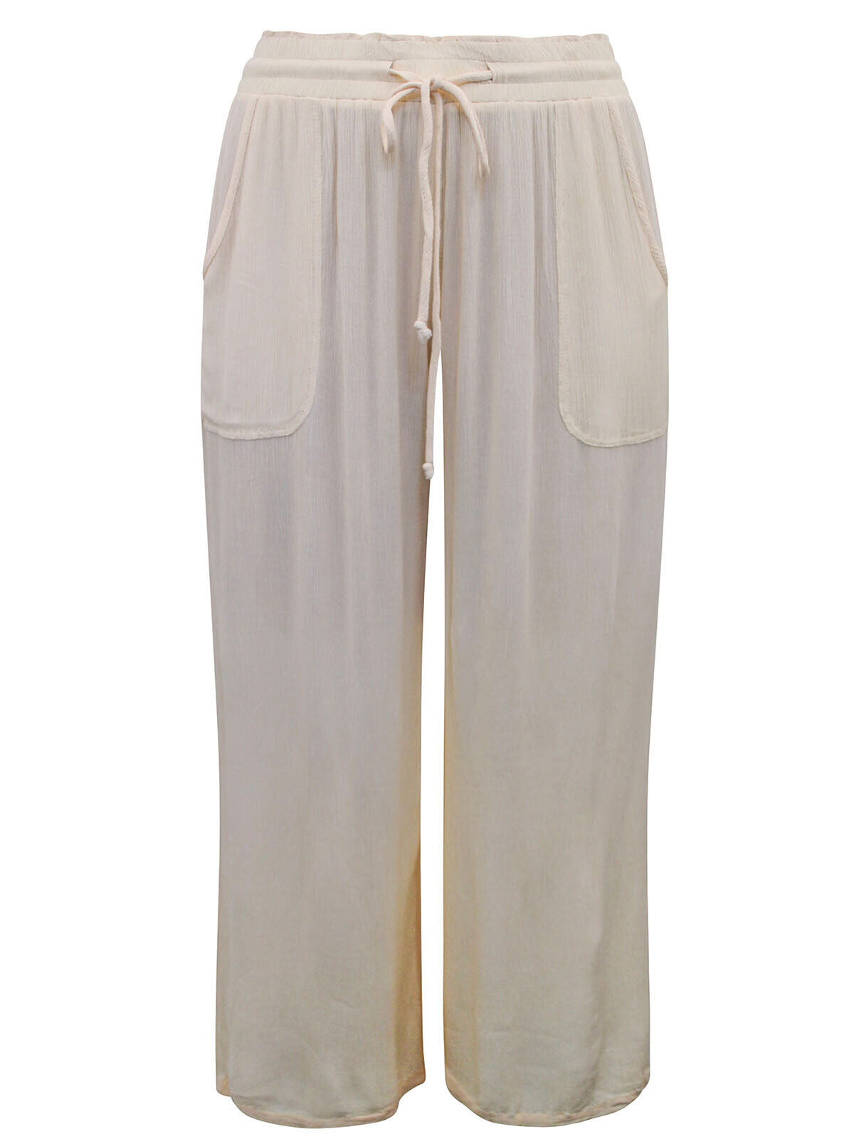 JD Williams Light Peach Crinkle Tie Waist Wide Leg Trousers Sizes 14, 18, 20, 22