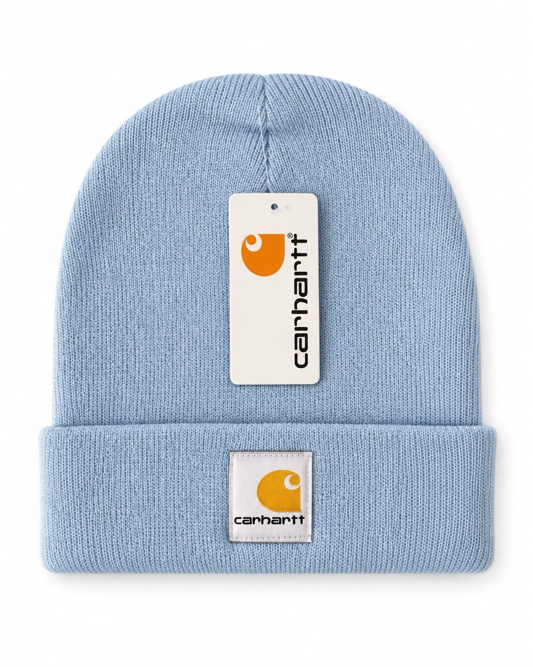 Carhartt Blue Beanie Hat Brown Acrylic Rib Knit Workwear Watch Cap Unisex0
