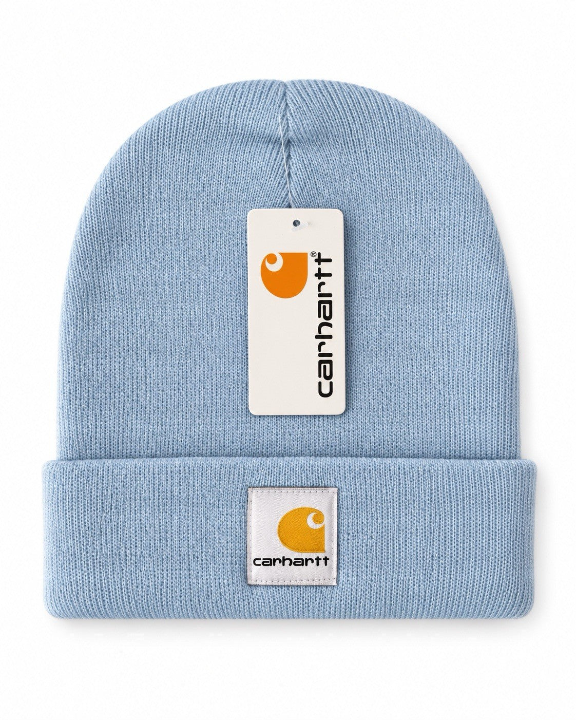 Carhartt Blue Beanie Hat Brown Acrylic Rib Knit Workwear Watch Cap Unisex0