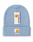 Carhartt Blue Beanie Hat Brown Acrylic Rib Knit Workwear Watch Cap Unisex0