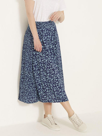 EX Fat Face Blue Printed Jersey Maxi Skirt in Size 16