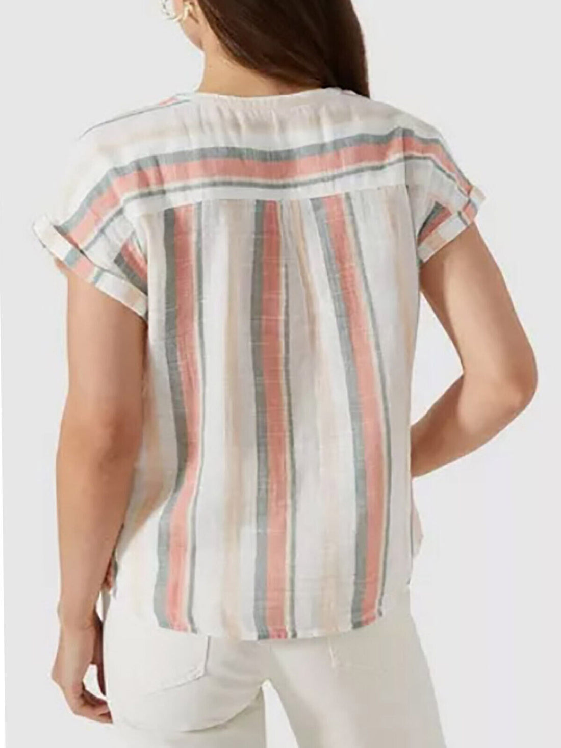 Debenhams Maine New England Rose Cotton Striped Button Through Top 16 18 20