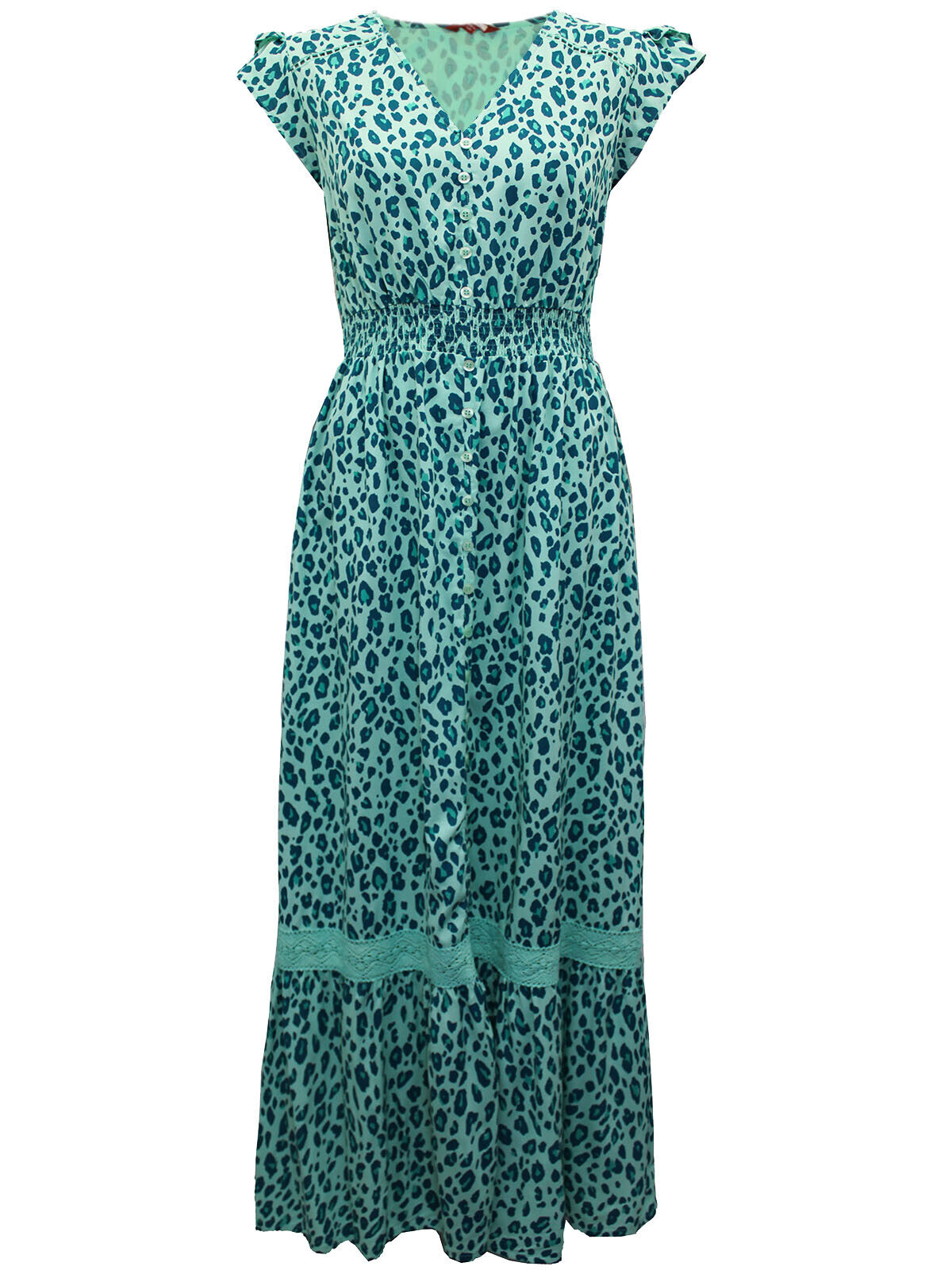 EX Joe Brown Green Leopard Print Lace Maxi Dress 14 16 18 20 22 24 26 28 RRP £65