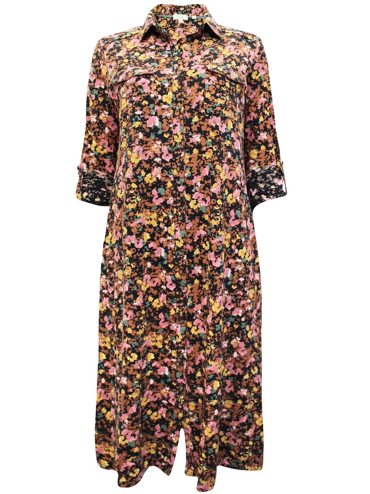 EX Fat Face Multi Sarah Petal Scatter Jersey Shirt Dress 8 12 14