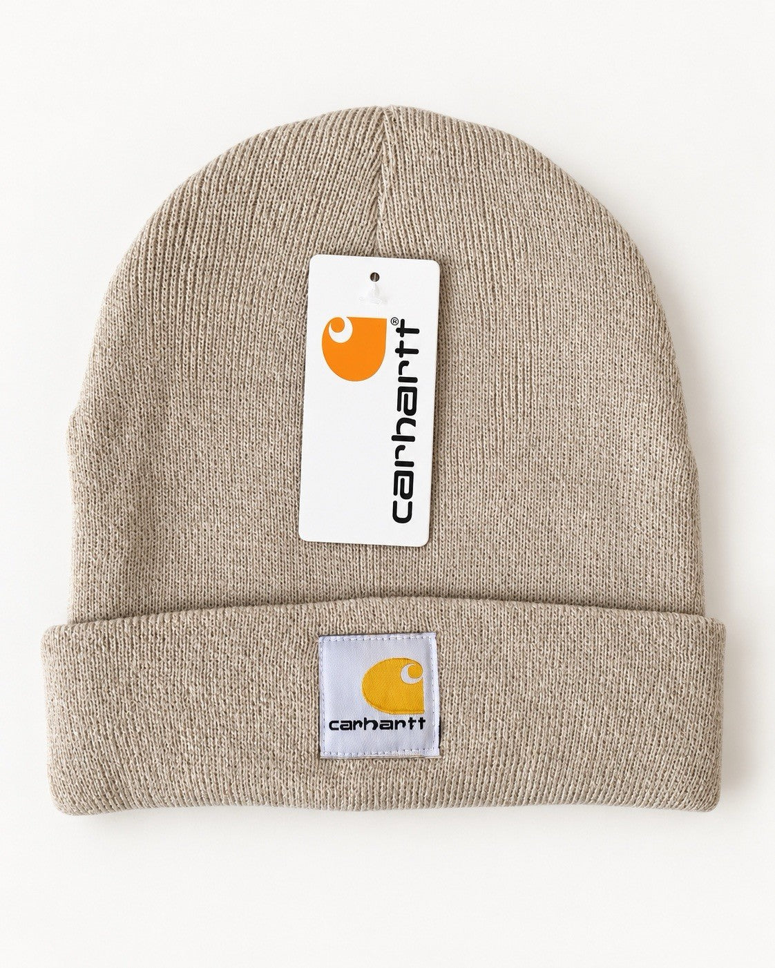 Carhartt Oatmeal Beanie Hat Brown Acrylic Rib Knit Workwear Watch Cap Unisex0