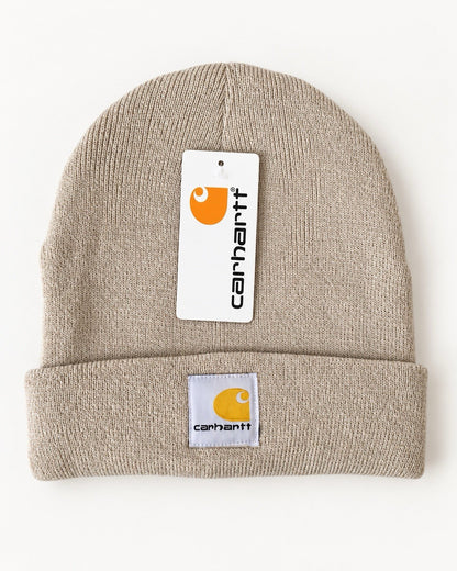 Carhartt Oatmeal Beanie Hat Brown Acrylic Rib Knit Workwear Watch Cap Unisex0
