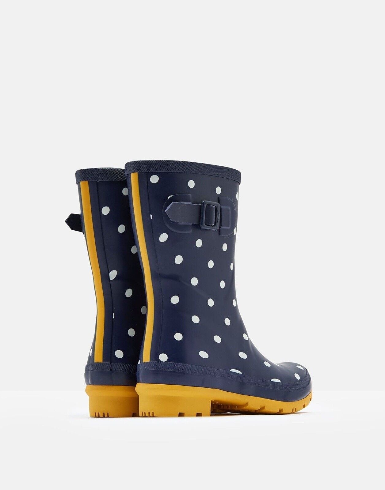 EX Joules Womens Wellies New Molly Mid Height Printed Navy Spot Sizes 3,4,5,7,8