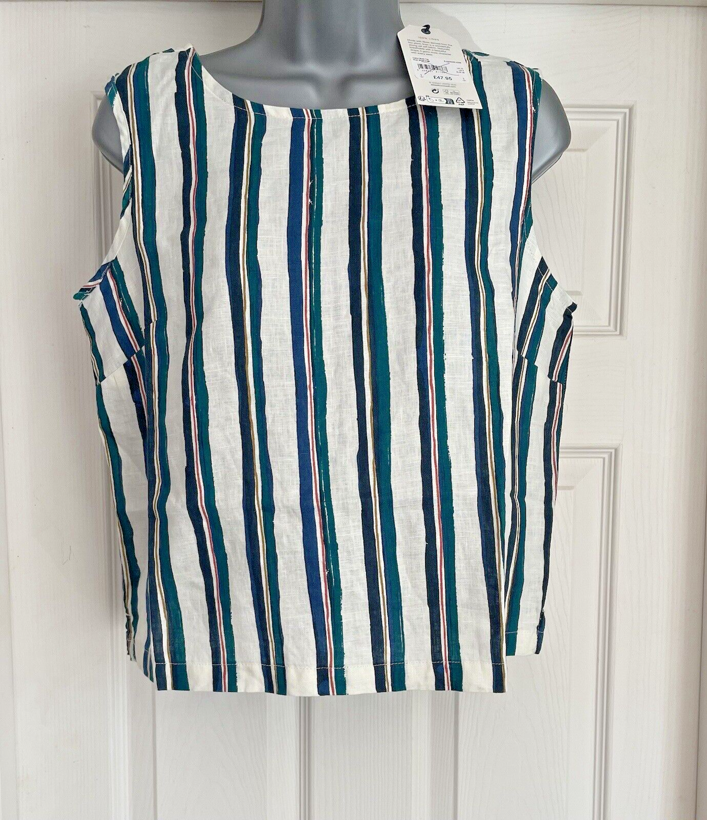 EX Seasalt River Stripe Chalk  Linen Colour Study Top 8 10 12 14 16 18 RRP £48