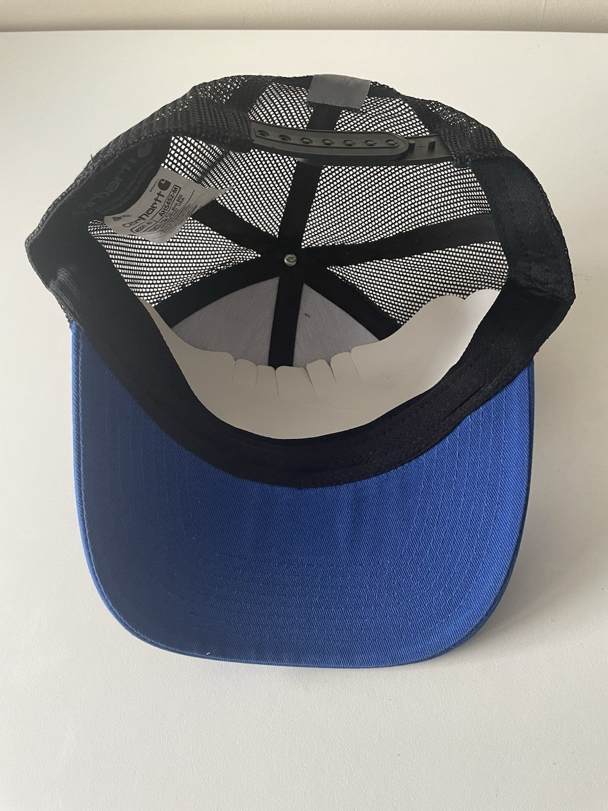 Carhartt Blue/Black Force Cap Canvas Mesh Back Graphic Logo Workwear Cap4