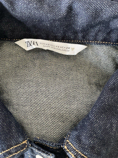 EX Zara Dark Indigo Denim Sleeveless Dress Size XS SEE MEASUREMENTS2
