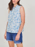 EX WHITE STUFF Bright Blue Sleeveless Frill Neck Deeba Shirt in Size 10 RRP £390