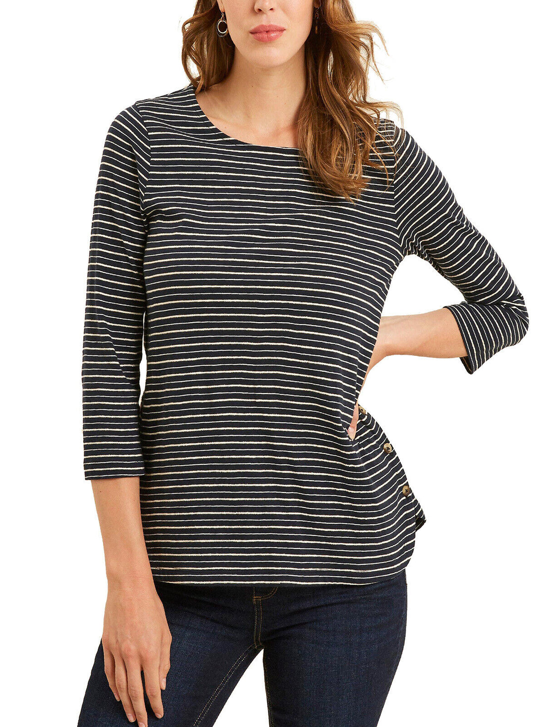 EX Fat Face Navy Tulip Sparkle Stripe Top in Sizes 10 or 12 RRP £36