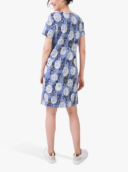 EX WHITE STUFF Blue Jenna Circles Print Jersey Dress Sizes 8 10 12 14 16 20 22