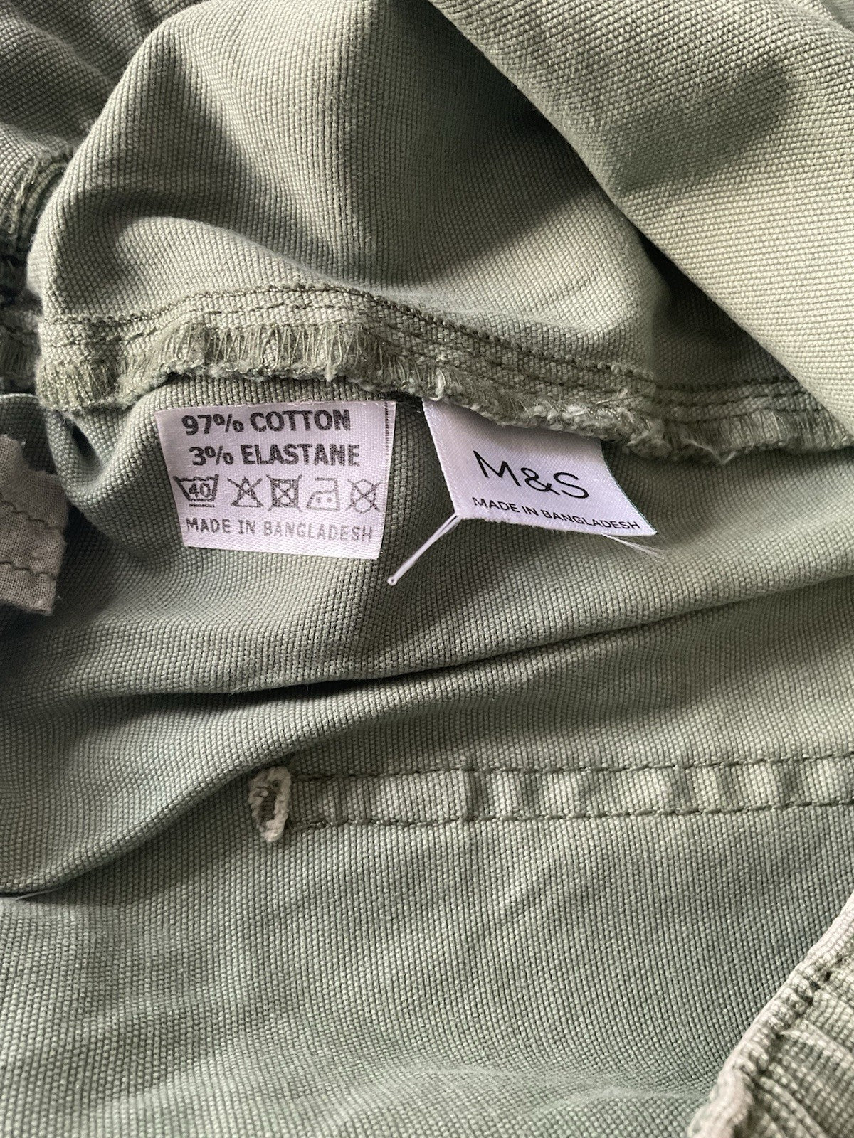 EX M*S Light Khaki Cotton Rich Carpenter Straight Leg Trousers Size 10S3