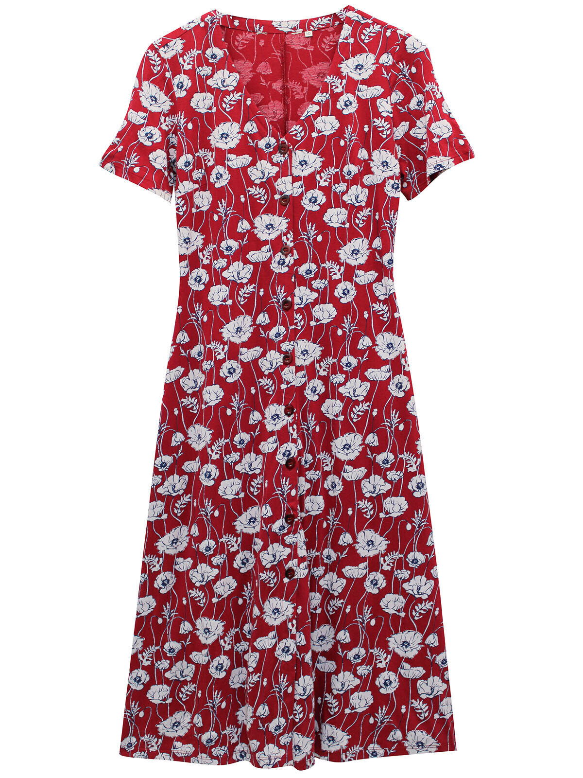 EX Seasalt Red Linear Poppy Rudder Lilian Tea Dress 8 10 12 14 16 18 20 RRP £60