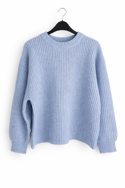 Asos Design Blue Chunky Ribbed Knit OVERSIZED Crew Neck Jumper in Size XS0