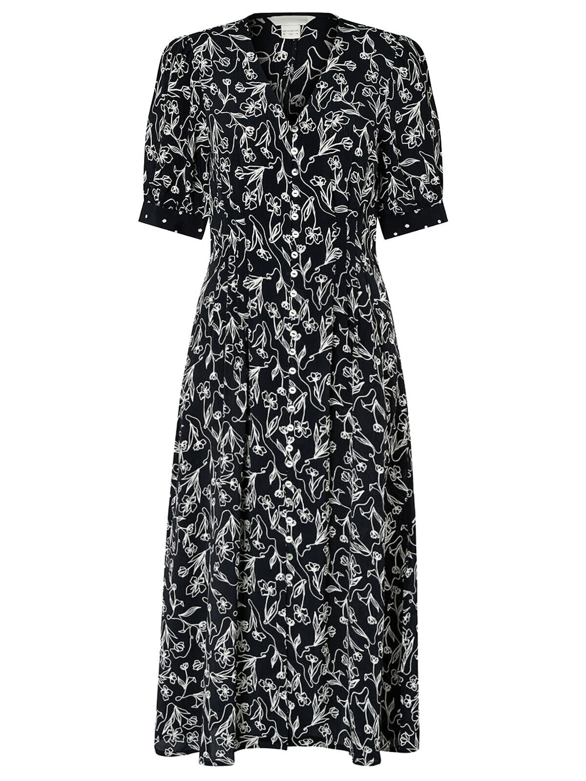 Ex Monsoon Black Jean Print Midi Dress in Sizes 8, 14, 16 RRP £70