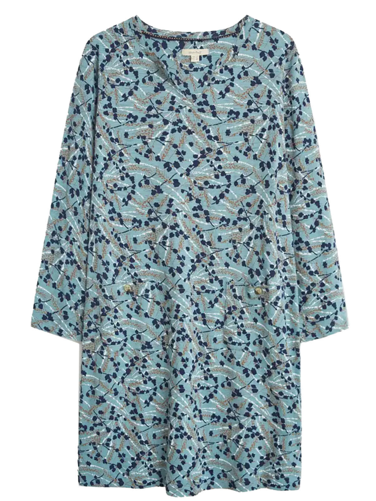 EX White Stuff Teal V Neck Bea Fairtrade Dress Sizes 10, 12, 14, 16, 22 RRP £59