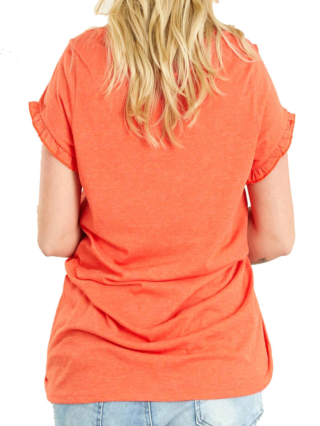 KIABI Orange Cotton Blend Frill Sleeve &