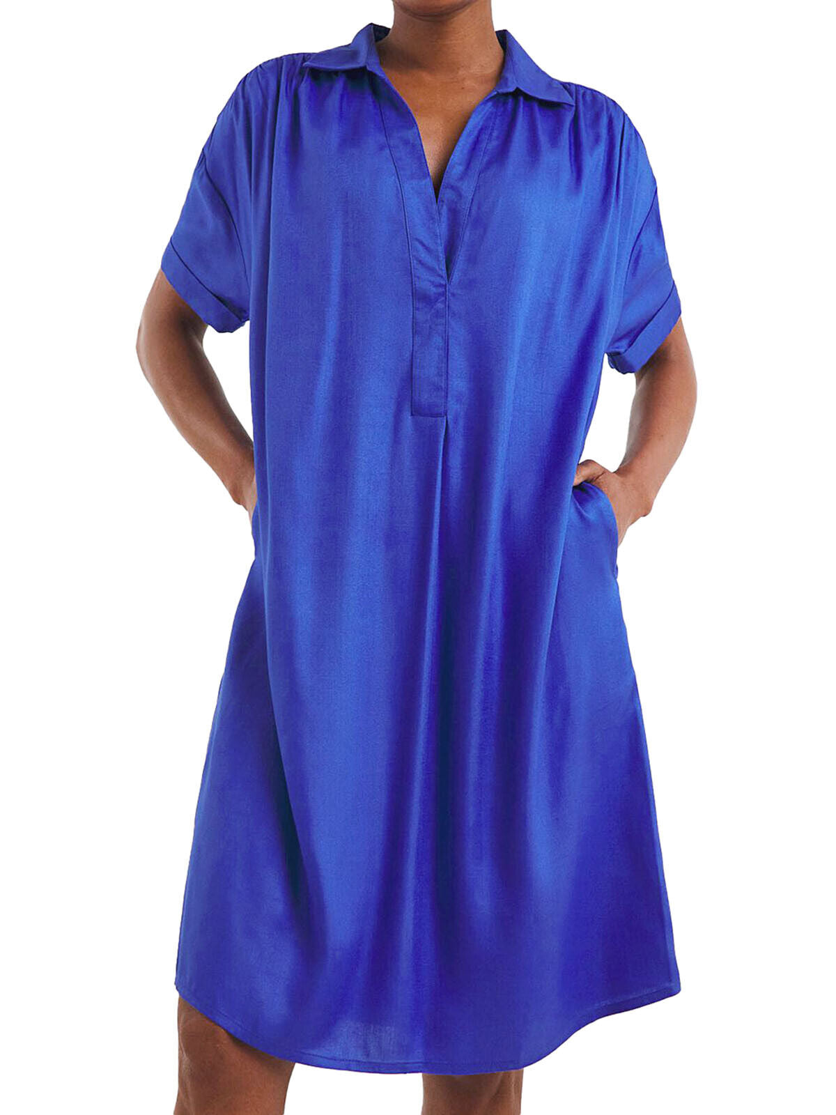 JD Williams Cobalt Viscose Twill Relaxed Shirt Dress Sizes 10, 14, 18, 24, 32