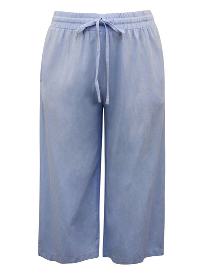 JD Williams Sky Blue Linen Blend Cropped Trousers in Sizes 16, 22, 24, 26, 32