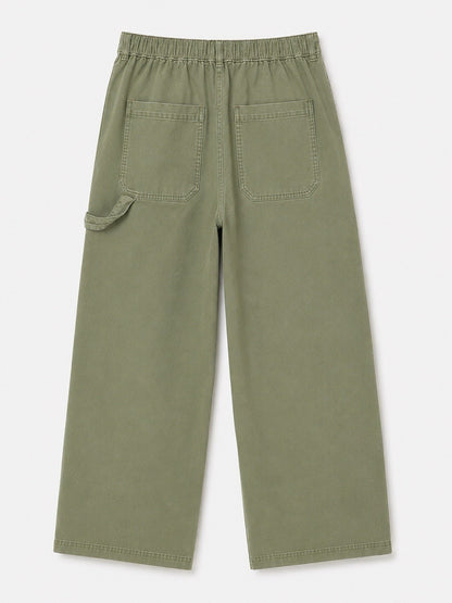 EX M*S Light Khaki Cotton Rich Carpenter Straight Leg Trousers Size 10S1