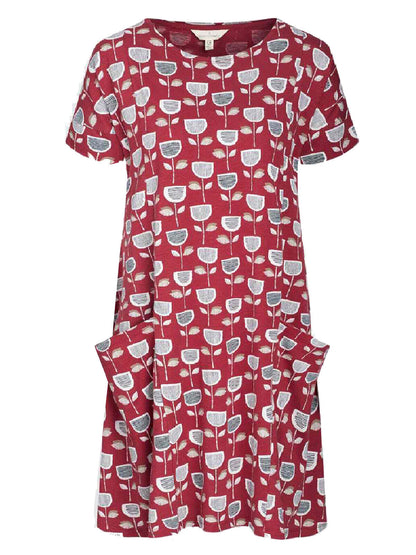 EX SEASALT Red Retro Tulip Beacon Short Sleeve Mill Pool Dress Sizes 8 or 10