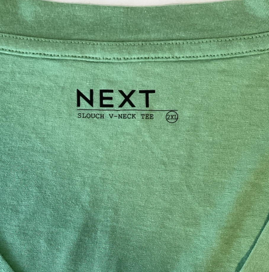 Green Cotton Modal Slouch V-Neck T-Shirt Size 2XL2